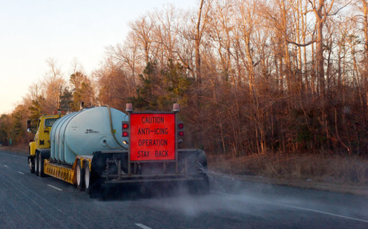 Ohio is among roughly a dozen states that allow brine waste from the energy industry to be used to melt ice on roadways. (NCDOTCommunications/Flickr)