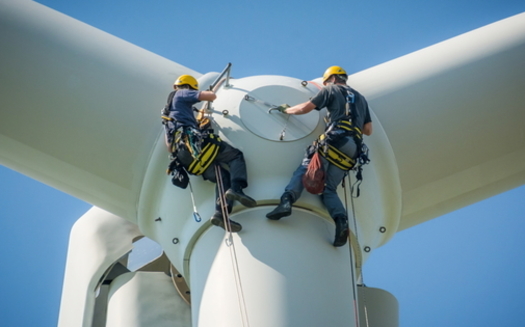 New College Institute in Martinsville, Va., just started offering wind-turbine safety certification training to meet the need for clean-energy job openings. (Adobe stock)