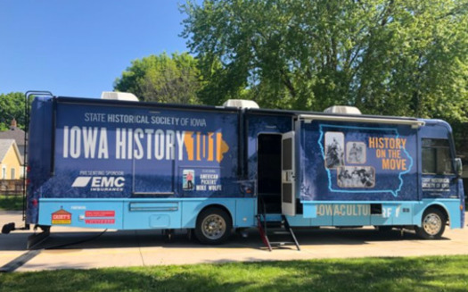The State Historical Society of Iowa's mobile museum contains 56 artifacts and videos. (traveliowa.com)