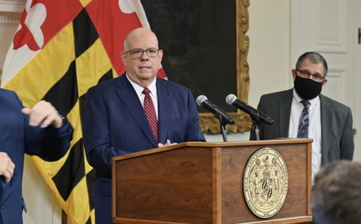 In a new poll, just 10% of Marylanders said they disapproved of Gov. Larry Hogan's handling of COVID-19. (Marylandgovpics/Flickr)<br />