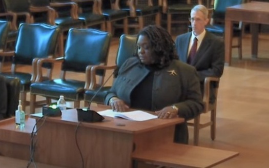 On Nov. 10, Dawn Blagrove of Emancipate NC presented oral arguments to North Carolina Supreme Court Justices about the racial justice consequences of life-without-parole sentencing in juvenile cases. (Supreme Court of North Carolina)