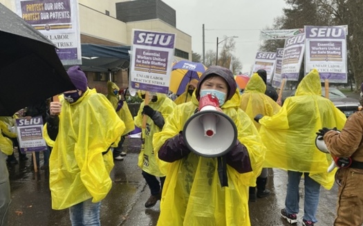 More than 300 health-care workers at McKenzie-Willamette Medical Center began their strike on Monday. (SEIU Local 49)