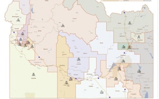 The Fort Hall Reservation is located in southeast Idaho and spans three different legislative districts under the new map. (legislature.idaho.gov)