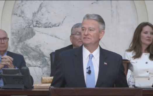 Gov. Brad Little gave his speech to Idaho lawmakers on the first day of the session, which is scheduled to adjourn on March 31. (Idaho Public Television)