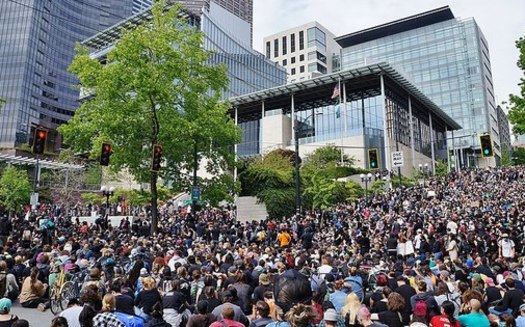 George Floyd's killing in 2020 sparked massive protests, in Seattle and across the country, to spotlight the need for racial justice. (SoundersBruce/Wikimedia Commons)