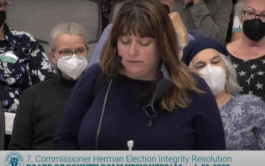 Daela Gibson, of Planned Parenthood and the Let Nevadans Vote coalition, testified before the Washoe County Commission last week, just before it defeated a proposal that included multiple voting limitations. (Let Nevadans Vote)