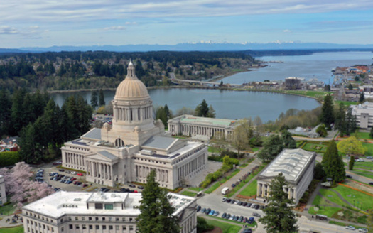 Olympia has been adapting to climate change by reducing flooding and restoring estuaries near its downtown. (Christopher Boswell/Adobe Stock)