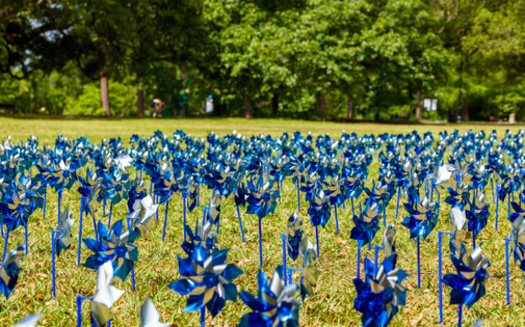 Blue pinwheels, the symbol for Child Abuse Prevention Month, represent carefree childhoods. (Fotoluminate LLC/Adobe Stock)
