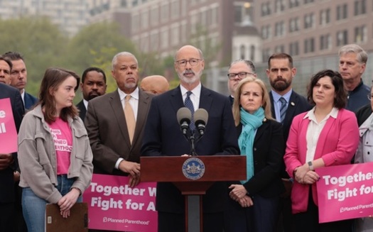 Gov. Tom Wolf, lawmakers and reproductive-rights advocates gathered at Independence Mall in Philadelphia Wednesday in the wake of the leaked Supreme Court draft opinion overturning Roe v. Wade. (Commonwealth Media Services)