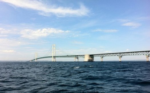 More than 200 organizations submitted a letter last month urging the U.S. Army Corps of Engineers to halt new construction on Line 5, which runs under the Straits of Mackinac. (Wikimedia Commons)