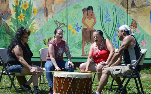 A dedication ceremony for the mural 