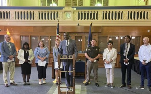 Michigan Lt. Gov. Garlin Gilchrist, at podium, is among the members of the Juvenile Justice Reform Task Force. (michigan.gov)