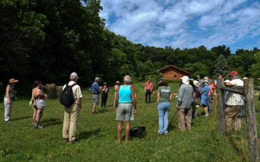 Visitors at the Stratford Ecological Center in Delaware, Ohio learn how agro-forestry, cover crops, pasture-raised livestock and soil health practices can help end the climate crisis. (Raul Castro-Dean)<br /><br /><br />