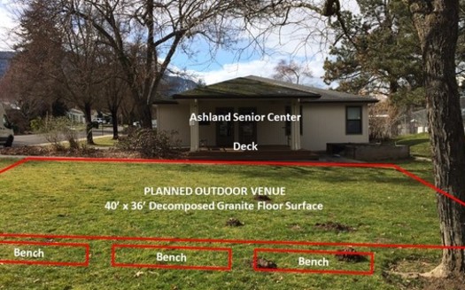 A grant from AARP Oregon is funding a 40-by-36-foot outdoor venue near Ashland Senior Center. (Isleen Glatt)