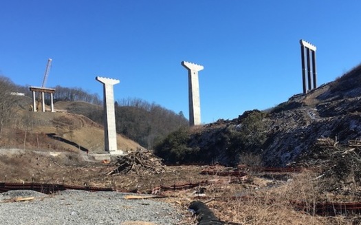 A bridge pier slide area in the Kerens-to-Parsons section of the under-construction Corridor H highway project near Moore, West Virginia. (Pamela Moe)<br />