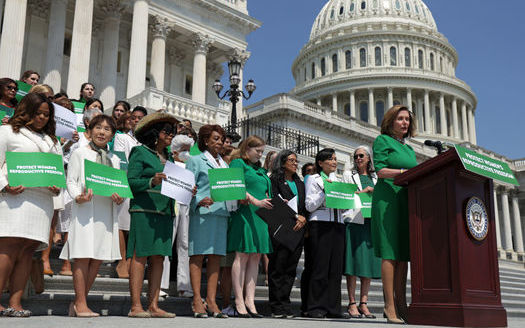 U.S. House Speaker Nancy Pelosi speaks on July 15, 2022, ahead of the House passage of the Women's Health Protection Act. If the bill could overcome the Senate filibuster, it would protect abortion rights nationwide. (Alex Wong / Getty Images)