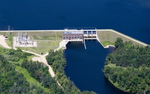 The Loud Dam, which impounds the Au Sable River in Iosco County, is one of 13 historic hydropower dams that could be decommissioned or sold. (Flickr) 