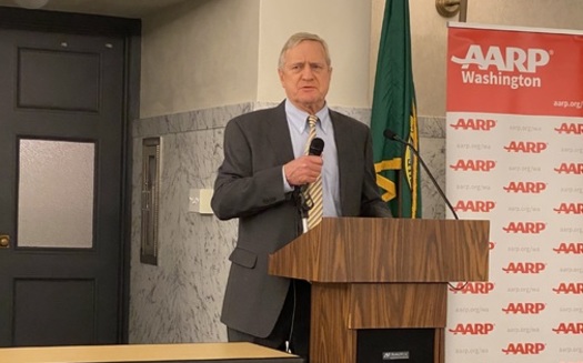 Rep. Steve Tharinger, D-Dungeness, spoke to the Age Wave Coalition on Thursday. (Christina Clem/AARP Washington)