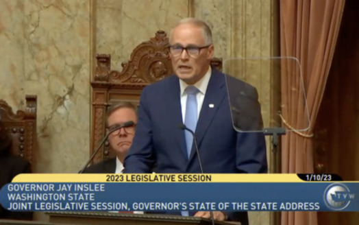 Gov. Jay Inslee's last live State of the State address to lawmakers was in 2020. (TVW)