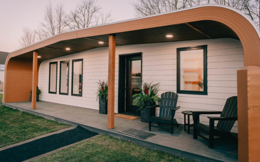 The walls, floor and roof of the BioHome3D are printed with a single continuous print path using the world's largest 3D printer, Ingersoll Masterprint, housed at the University of Maine. (U of Maine)
