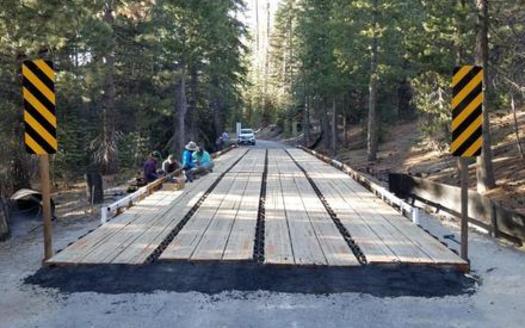 An elevated segment of road in the Sierra National Forest provides an underpass for toads to cross from one part of the habitat to the other unharmed. (Stephanie Barnes/U.S. Forest Service)