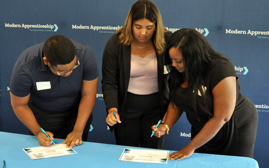 Central Indiana students begin their Modern Apprenticeship work as high school juniors, and they are paid for learning on the job in high-demand career fields. (Ascend Indiana/EmployIndy) 