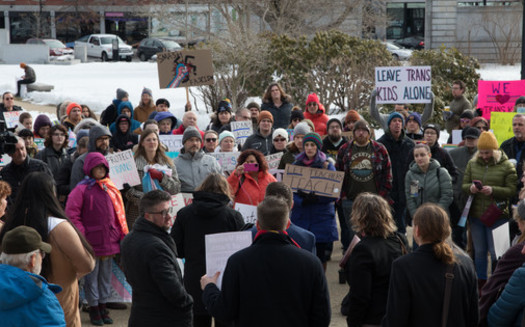 Members of the LGBTQ+ community and allies rally at the Capitol in Concord in opposition to a slate of anti-LGBTQ+ bills, which they say aim to criminalize members of their community.(603 Equality)