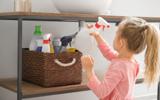 The Illinois Poison Center urges parents to store household cleaning chemicals and other toxic substances on high shelves and out of sight of young children. (Pixel Image/Adobe Stock)
