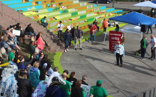 Tacoma Art Museum workers have held multiple rallies calling for recognition of their union. (Washington Federation of State Employees)