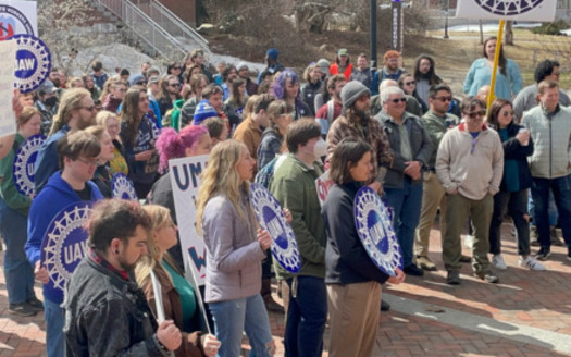 Graduate workers at the University of Maine say they are required to pay 50% of health insurance costs with large payments due at the beginning of each school year, on plans which do not cover vision or dental care. (UMGWU)