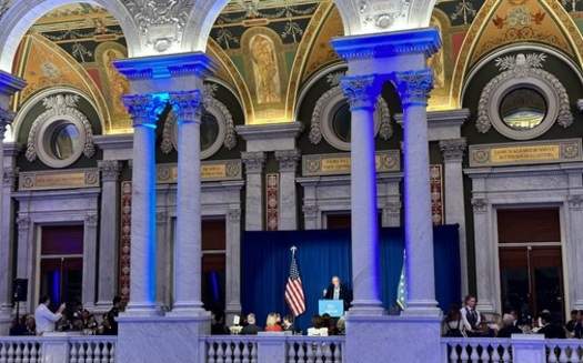 Congressional Medal of Honor recipient Pat Brady speaks at a reception this week for the 160th anniversary of the award in Washington, D.C. (Medal of Honor Museum Foundation staff)