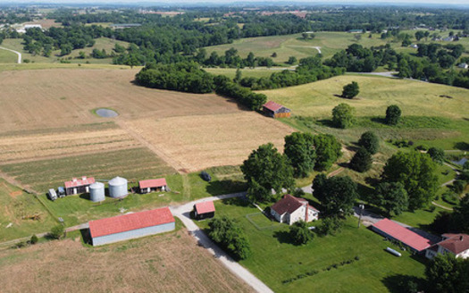 An aerial view of farmland on the Sisters of Loretto land in Kentucky (Loretto Community/Neil Tucker)<br /><br />