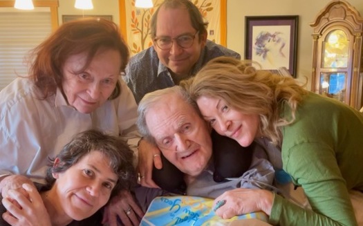 Eli Timoner of Pasadena (center) used the state's medical aid-in-dying law to end his suffering from a terminal illness. His daughter Ondi (left) made an Emmy-nominated documentary about the family's journey. (Timoner Family) 