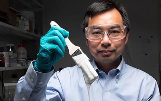 Purdue University researchers say the ultra-white paint remains cool to the touch, even in direct sunlight. (Purdue University/John Underwood)