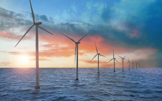 As part of Maine's Offshore Wind Initiative, the state will develop a Floating Offshore Wind Research Array in the Gulf of Maine to foster research into floating offshore wind and how it interacts with the marine wildlife, fishing industry, shipping and navigation routes, and more. (Adobe Stock)<br />