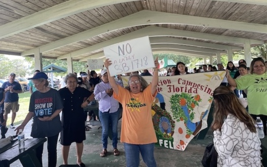More than 150 people showed up at a Fort Pierce, Fla., community gathering in June to raise awareness and demand the end of attacks on immigrant communities. (FLIC)