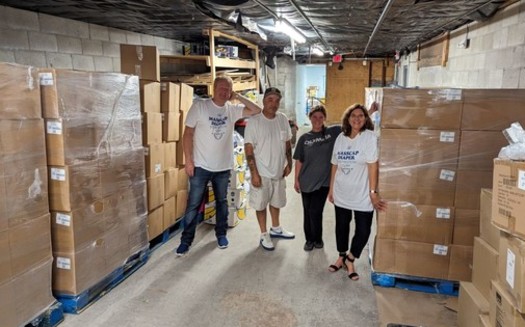 The Massachusetts community action agency Citizens for Citizens prepares to distribute the first shipment of diapers and other necessary supplies to low-income families through the federal government's first diaper distribution pilot program. (MASSCAP)