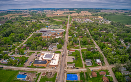 Aerial view of Winnebago, Neb., home of Little Priest Tribal College. It is one of 32 fully accredited Tribal Colleges and Universities (TCUS) in the United States. (Jacob/Adobe Stock)<br /><br />
