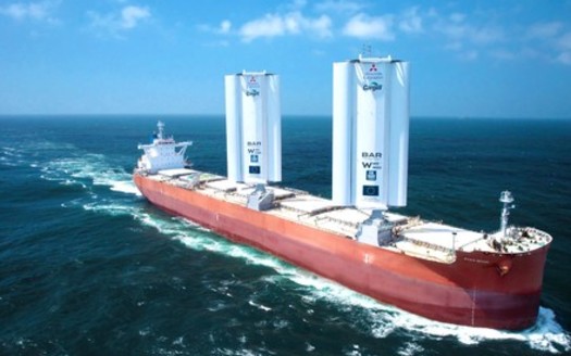 According to Pacific Environment, wind-assist propulsion can reduce greenhouse gas emissions per cargo ship by 30% over the course of a voyage. (Cargill and BAR Technologies)