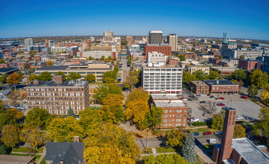 An aerial view of Lincoln, Neb., which received an Overall Livability Score of 63 on the 2023 AARP Livability Index, compared with the average city score of 48. (Jacob/Adobe Stock)