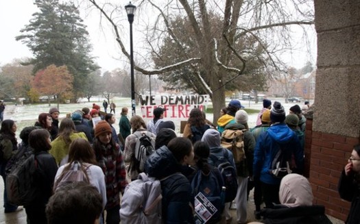 University of New Hampshire students and community members gathered last week to protest the Israeli war in Gaza and demand the Biden Administration call for an immediate ceasefire to prevent further civilian casualties. (Ahsan)