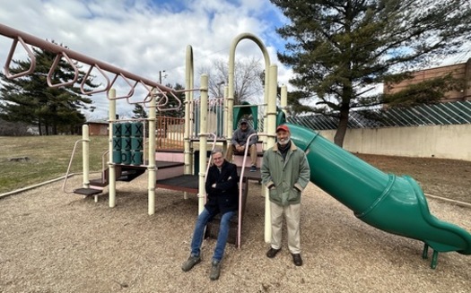Community members fought to protect a playground after learning about a zoning proposal for a gas station, which would have required its removal. From left: Jeff Cronin, Al Powell and Paul Rowe. (Anthony Tilghman/The Washington Informer)