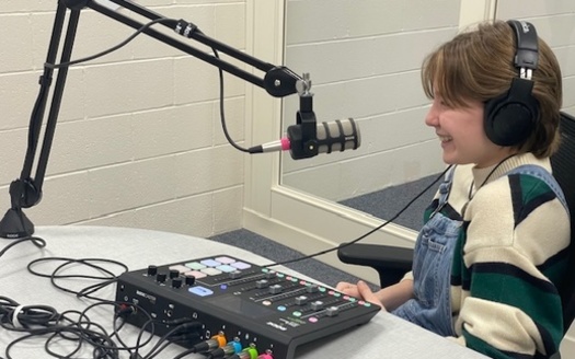 Journalism student Zoe Baker Herron, a freshman at Manheim Township High School, says students want to listen to the podcast to hear their peers talk about things that they're passionate about.<br />(Manheim Township High School) 