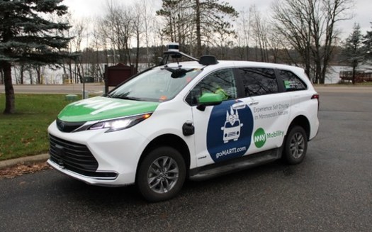 One of the five self-driving vans now serving the northern Minnesota community of Grand Rapids. The vans are part of a program called 