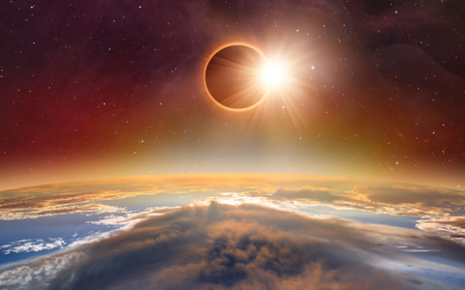According to the eco-sustainability site Treehugger.com, if someone was standing on the moon during a total eclipse, the earth would look dark because the sun would be behind it. (Adobe Stock)