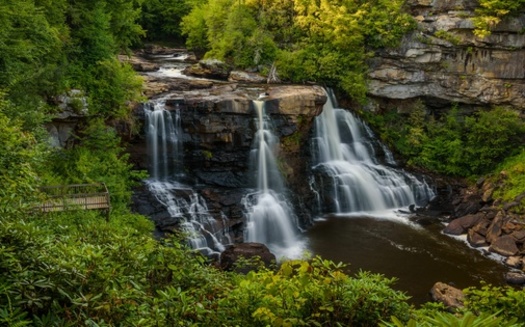 Blackwater Falls in Blackwater Falls State Park attracts visitors who spend more than $25 million in the region yearly, according to West Virginia State Parks. (Adobe Stock).<br />