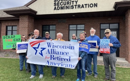Demonstrators appear at a recent Wisconsin rally, where attendees called for making the Social Security program stronger without cutting benefits. (Wisconsin Alliance for Retired Americans)