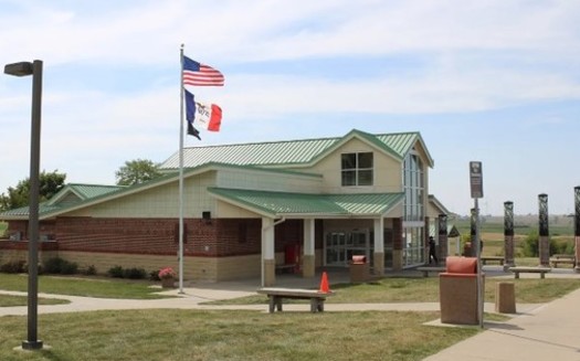 A rest stop along Interstate 80 near Adair, Iowa, was one of the first in the state to include an adult-size changing table. (Tony Leys/KFF Health News)