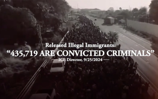A screenshot from a Donald Trump for President advertisement includes a claim fact-checkers have found misleading. Therapists said such rhetoric has taken a toll on undocumented immigrants' mental health. (Photo courtesy of MinnPost)<br />
