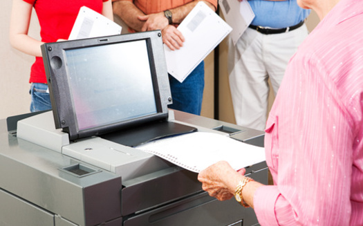 More than 2,300 voting jurisdictions from 39 states or territories, including Maine, use hand-fed optical scanners to tabulate votes from hand-marked paper ballots, according to the nonpartisan organization Verified Voting. (Adobe Stock) <br />
